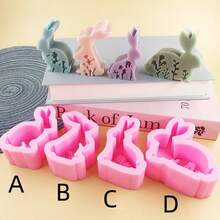 Easter Bunny Silicone Mold, Baking Mold For Candle, Mousse Cake, Chocolate, DIY Floral Rabbit Candle, Plaster, Resin Crafts - Multicolor - View 5