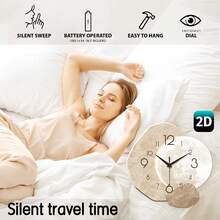 2D Modern Minimalist Silent Wall Clock, High-End Decorative Clock, Seamless Asymmetrical Shape, Suitable For Bedroom, Dining Room, Living Room, Office, Sofa Background, Mother's Day, New Year, Valentine's Day, Wedding Decor, Friend's Birthday Gift, Battery-Free - Beige - View 9
