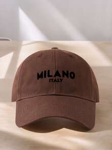 1顶男女通用时尚“米兰”印花棒球帽 - 可调节老爹帽和棒球帽 - 男女通用休闲Y2K情侣帽，适合户外运动、旅行和跑步（多种颜色可选） - 棒球帽 - 查看 5