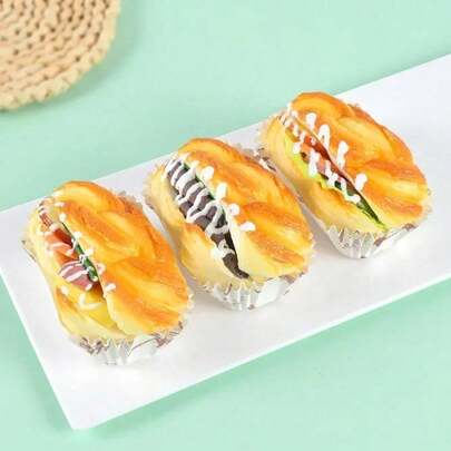 Sandwich Model Simulation PU Food Bread Decompression Keys Model Pendant Car Phone Bag Gift Ornaments Trinkets Photography Props