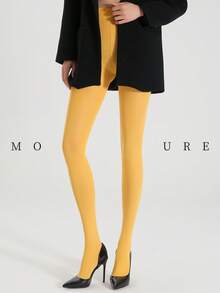 1Pair Of Classic Tights Suitable For Daily Commute, Nightclub And Various Styling Needs - Yellow - View 4