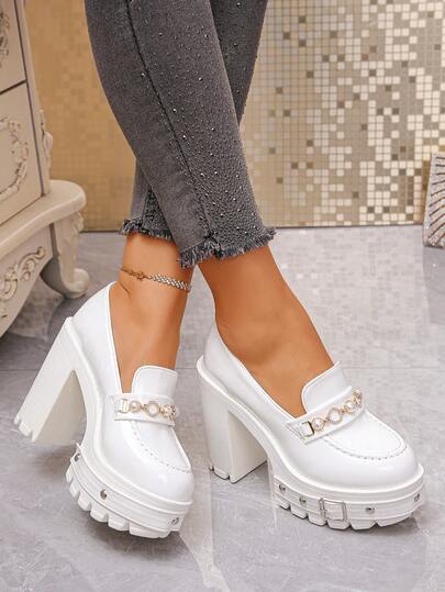 Giày lười đế dày phong cách Punk dành cho nữ, giày cao gót mũi nhọn màu đỏ tía thời trang với khóa cài đinh tán, thích hợp cho tiệc tùng, đi chơi, hẹn hò Giáng sinh và các dịp khác.