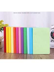 5pcs Random Color Notebooks | A6 Paper Diary, Colorful Soft Cover - Multicolor - View 1