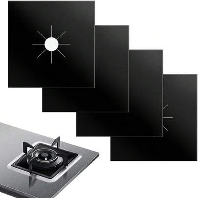 4/8/12 piezas/Set Cubiertas reutilizables antiadherentes para quemadores de cocina de gas, almohadillas antiadherentes de 0.1 mm de grosor fáciles de limpiar, resistentes al calor, adecuadas para cocinar, cocinas de gas, utensilios de cocina, artículos esenciales para el hogar, accesorios de cocina