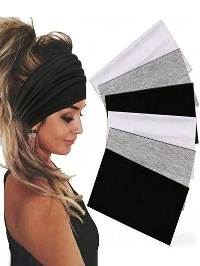 1/3 Packs Of Solid-Color Wide Headbands, Suitable For Daily Workouts And Casual Wear, Also Usable As Headscarves Or Sweat-Absorbing Bands. Ideal For Students And College Students, These Are Elegant Women's Hair Accessories For Spring And Summer, Perfect For Pairing With Outfits During Vacations Fashion Hair Bands Women Bandanas