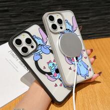 This Disney Lilo & Stitch Phone Case, Featuring Stitch And Angel Cartoon Characters, Boasts A Cute And Playful Design, A Simple And Stylish Appearance, And A Smooth And Comfortable Feel. It Features A Magnetic Back, Camera Protection, A Transparent And Fashionable Back Panel, And Reinforced Corners For Effective Drop Protection, Making It An Ideal Choice For Young People. This Phone Case Is Compatible With IPhone 17/16/15/14/13/...12/11/XR/XS/X Series And SamsungGalaxy S22, S23, S24, And S25 Series Phones. It's The Perfect Gift For Friends And Family. - Black - View 5