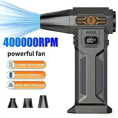 New High-Power Turbo Fan, Super Strong Turbine Fan, Brushless Motor, Type-C Rechargeable Battery, Built-In 2 X 3000mAh Lithium Batteries For Long Runtime, Suitable For Dusting, Barbecue, Home PC Cases, Keyboards, Car Windshields, Leaf Blowing, Snow Removal, Essential For Car Owners, Yard Maintenance, Gardening Tools, Handheld Devices, Lightweight Blower, Long-Lasting Battery, Powerful Fan, Multi-Purpose Blower, Gardeners, Auto Enthusiasts
