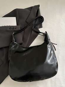 时尚大容量女士单肩手提包，设计 - 黑色 - 查看 6