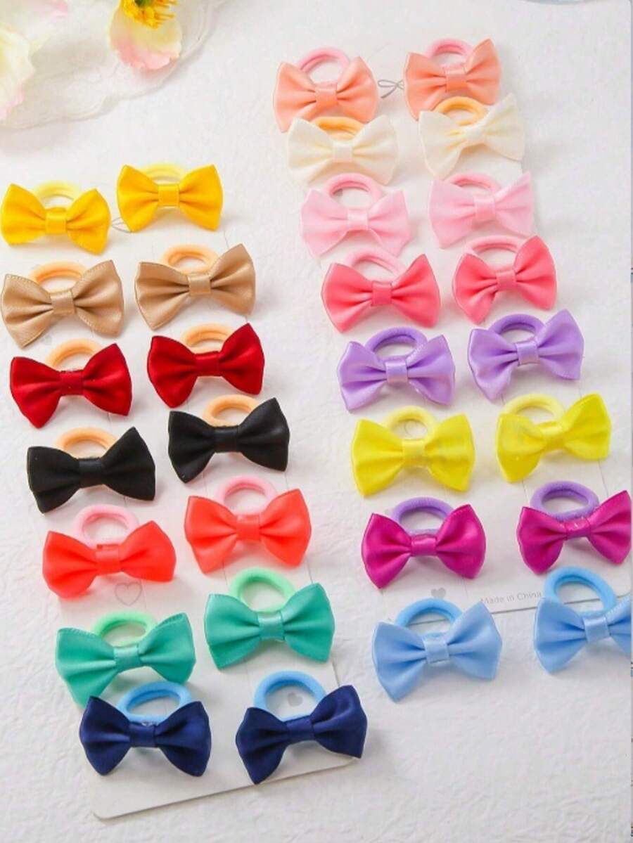 Set de 10 lazos elásticos de unicolor para el cabello de niñas, colores aleatorios, accesorios para el cabello lindos, alta elasticidad y sin daños - Multicolor - Ver 1