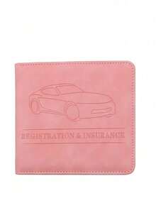 1pc Essential Car Document Wallet - Comprehensive Card Management System For License, Registration And Insurance Documentation - Pink - View 1