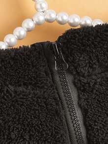 1pc Black Fleece Vest Pet Clothes, Suitable For Cats And Dogs, Autumn/Winter - Black - View 6