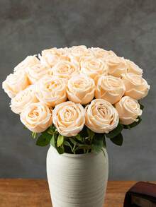 MEHELANY 3支装香槟色仿真玫瑰花，长茎，逼真丝绸玫瑰花，适合春夏装饰，可用于母亲节、房间装饰、花瓶插花、家居/婚礼餐桌摆饰、DIY插花、花环或拱门装饰。 - 香檳色 - 查看 4