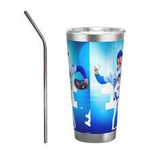 304 Stainless Steel Double Silver Edge Vacuum Insulated Drum 340g - Reusable Travel Cup With Stainless Steel Straw - This Is A Stainless Steel Water Cup About The Shoheiss Ohtaniss Ohtanis Theme - Leak Proof, Sweat Proof, Can Maintain Hot And Cold Temperatures For Hours, Freess Of Bisphenol A, Suitable For Car Cup Holders, Very Suitable For Match Days, Sports Events, Commuting, Office Rest And Outdoor Activities, Durable Double Wall Structure Fashionable Fan Gift - Silver - View 1