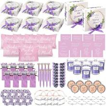 88 Pcs Bridesmaid Proposal Gifts Bridesmaid Box Set Maid Of Include Box Candle Invited Cards Scrunchies Hair Elastics Ties Knotted Bracelets Pens Blue - 紫色 + 經典 - 查看 3