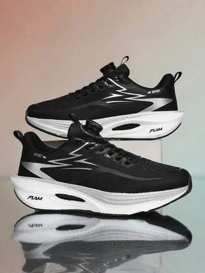 Unisex Carbon Plate Marathon Running Shoes - Lightweight Shock-Absorbing Sports Shoes, Anti-Slip Shock-Absorbing/Rubber Outsole, Rotary Button Design, Easy To Put On And Take Off, Low-Top Breathable Design, Suitable For Marathon, Gym And Training Scenarios, All Seasons