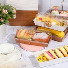 Charcuterie Boxes With Clear Lids,100 Pack Paper Rectangle Disposable FSandsswich Boxes, Cookie Boxes, Bakery Bread Boxes For Cookies Desserts Mini Cakes Packaging(Brown, White) - Trắng - Xem 8