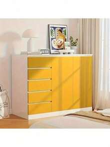 5 Colors Solid Color Self-Adhesive Wallpaper, Waterproof Oil-Proof Removable Vinyl Contact Paper For Living Room Bedroom Wall Decor & Furniture Renovation - Yellow - View 10