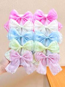 16件套仿珍珠蝴蝶结发夹套装 - 适合女孩和女士，精心制作的蝴蝶结纹理，搭配闪亮的仿珍珠元素，优雅精致。无论是日常出行、购物约会还是派对聚会，一个简单的发夹就能瞬间提升您的时尚感和精致度。可爱配饰、发饰、头饰、发夹 - 彩色 - 查看 4