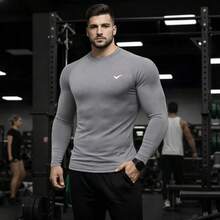 Thermal Shirt Second Skin T-Shirt UV Protection Compression Cold Heat Men's Blouse FENIX - Xám - Xem 1