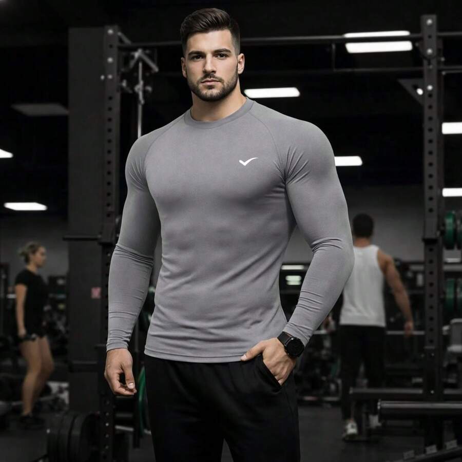 Thermal Shirt Second Skin T-Shirt UV Protection Compression Cold Heat Men's Blouse FENIX - Xám - Xem 1