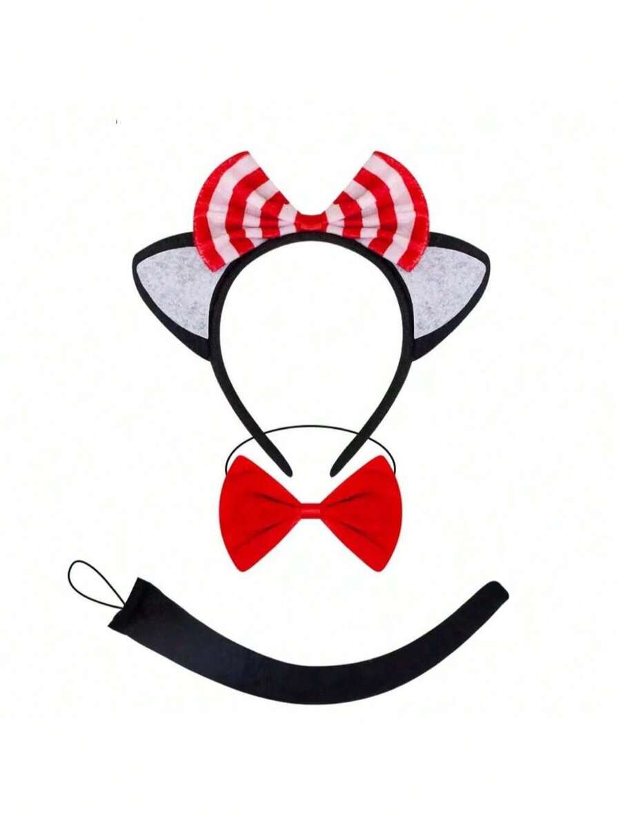 新款时尚百搭夸张猫耳发箍发饰套装，时尚个性可爱甜美，适合派对、表演，创意卡通动物头饰 - 彩色 - 查看 1