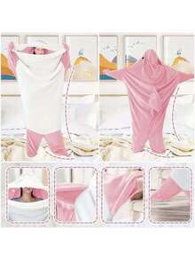 Shark Blanket Hoodie Adult, Shark Costume, Shark Blanket Wearable, Cozy Shark Pajamas (68 Inches, About 175cm) - 粉色 - 查看 2