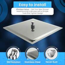 CYPNDucha de Lluvia de Alta Presión Cabezal de Ducha de Acero Inoxidable para el Baño Ángulo Ajustable para Ducha de Baño Ducha Fija de Ahorro de Agua Ultra Fina Boquilla Silicona Cuadrado 10 PulgadFashion - 227327095 - Ver 5