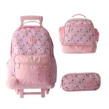 CYPNjuego de 3 piezas mochila escolar con ruedas de carrito y bolsa de almuerzo lonchera termica reutilizable y estuche de gran capacidad para niño y niña facil de usar y de gran calidad.Fashion - 227501853 - Ver 2