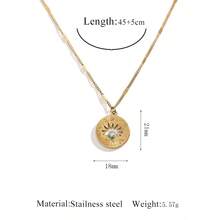 一件独特设计的304不锈钢绿松石吊坠项链，专为女性打造，时尚个性，百搭风格。 - 金色 - 查看 14