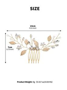 1pc Grecian Goddess Gold Leaf Hair Comb, Handmade Pearl Crystal Bridal Hair Clip, Boho Wedding Prom Party Headpiece