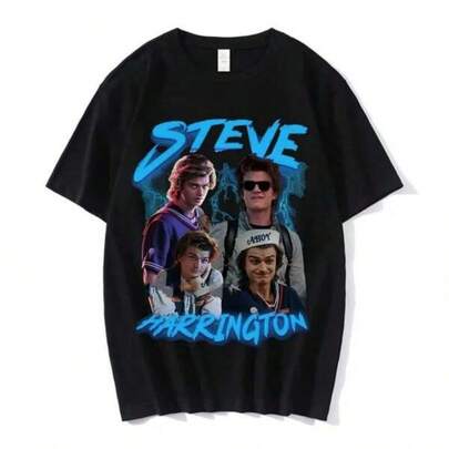Men's Loose Short Sleeve T-Shirt  Steve Harrington T-Shirts Women Harajuku Graphics Print T-Shirt Short Sleeve Pure Cotton Oversize Streetwear Unisex T Shirt Ropa De Hombre Men Clothes  Bovfriend Gifts, Graphic Tees,Back To School