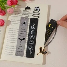 Fantasy Dragon Stainless Steel Bookmarks Fantasy Book Lover Book Charms Silver Chain Charms With Dragon Charms Dragon Lover Collectible Gifts Fantasy Gothic Bookmarks Student School Supplies Teacher Office Stationery - Multicolor - View 9