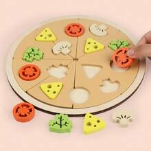 Children's Puzzle And Hands-On Pizza Making Simulation Toy, Wooden Simulation House, Detachable Pillar Pizza, Cutting And Playing Toy, Children's Kitchen Cooking And Playing Simulation Toy, Multi-Layer Pizza Playing, Seafood, Fruit And Vegetable Pizza, Role-Playing Kitchen Toy Gift, Wooden Simulation House Pizza, Cutting And Playing Kitchen Cooking Toy - Multicolor - View 8