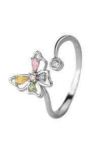 1枚可爱蝴蝶可调节戒指，请勿用力调节，以免损坏。 - 彩色 - 查看 8