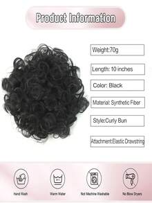 Women's Messy Bun Scrunchie Ponytail Hair Piece, Elastic Drawstring Loose Bun Wig, Suitable For Thin Hair, High Temperature Synthetic Fiber Bun Extension, Natural Black - Multicolor - View 5