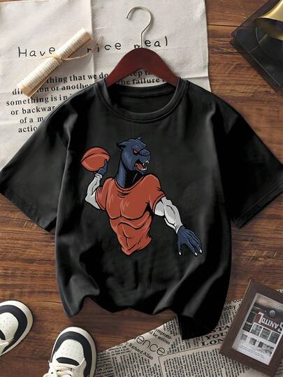 Summer Casual Loose Short Sleeve T - Shirt Women Men Cartoon Dinosaur Playing Basketball Print Crew Neck Tee Top Streetwear  Graphic Tees Soft Comfy Daily Wear Fashion Plus Size Tshirts