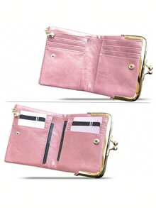 MIYIN Kiss Lock Credit Card Small Bi-Fold Zipper Women Wallet Portable Cash White-Collar Workers For Female College Work Business Commute Office For Anniversary For Couple For Birthday Gift On Valentine Day Gift Gift For Women Wallet Purse Wallet Small Wallet - Pink - View 6