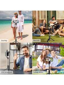 67 Inch Selfie Stick With Reinforced Tripod - 1 Fill Lights, Multi Functional Extendable & Portable Phone Tripod With Remote,With Light,Compatible With IPhone 14 Pro Max/13/12/11 Android Smartphone Perfect For Travel, Vlog, Video And Photo Integrated Compatible With Iphone Android Phone For Summer Vacation, Travel, Fill Light, Outdoor Activities, Live Streaming Tripod Stand - Black - View 10