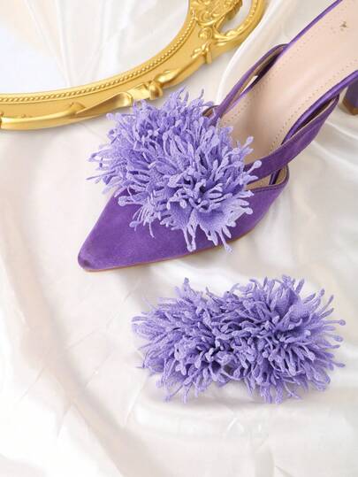 2pcs Detachable DIY Flower Shaped Shoe Clips, Apricot Brown Pink Purple Floral Shoe Decorations, Fashion Elegant Accessories For High Heels Sandals Slippers Pumps Bridal Wedding Party Beach Travel Vacation Footwear