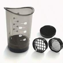 3-In-1 Manual Vegetable Chopper And Slicer Cup With Measurement Markings, Multi-Functional Vegetable Slicer For Onions, Mushrooms, Carrots, Garlic Etc., Compact Kitchen Tool, Manual Kitchen Tool, Quick Meal Prep, Durable Plastic Food Chopper