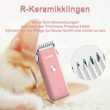 可充电宠物猫狗毛发修剪器，无线宠物美容剪 - 粉色 - 查看 2