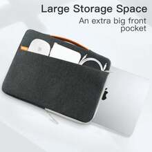 CYPNJETech Funda Portátil para MacBook Air/Pro 13-16 Pulgadas Notebook Funda Impermeable con Asa Portátil y Bolsillo para AccesoriosFashion - Gris oscuro - Ver 4