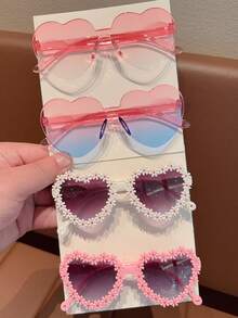 2/3/4/6 Pairs Girls Cute Floral, Heart, Bear Ear, Bow Tie, Fashion Eyeglasses Eyewear, Valentine's Day Gift, Display Card Only (No Shipping) - Multicolor - View 31