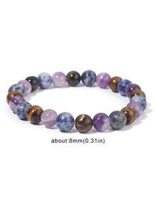 YAUKIA 1pc Positive Enegry Bracelet Amethyst Yellow Tiger's Eye Natural Stone Beaded Bracelet Meditation Spiritual Healing Jewelry Gift For Women - Multicolor - View 6