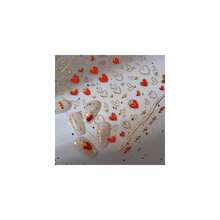 Gold Heart Nail Stickers For Nail Art 5D Embossed Nail Decals Se--Adhesive Nail Art Stickers With Multiple Shapes Gold Red Heart Design Artificial Nail Supplies For Women Manicure Decorations - 風格15 - 查看 1