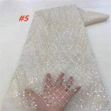 African Lace Fabric 2026 Sequins Beaded Embroidery Groom Nigerian Bridal High Quality French Tulle Lace Fabric For Wedding - Multicolor - View 7