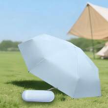 Paraguas Portátil con Estuche - Compacto para Viajes, Ligero para Bolsa, Protección Ultra y Apertura Manual - Azul - Ver 3