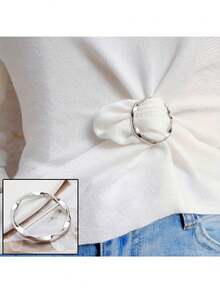 5个多功能金属围巾/T恤夹 - 轻松系紧配饰，无需缝纫即可固定衣物，打结收边