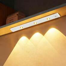 Yogle Modern LED Motion Sensor Light Strip, Wireless Rechargeable Magnetic Adhesive Light Bar For Cabinets, Wardrobes, Intelligent Cupboards - Simulated Hill Effect, No Wiring Required, Easy Installation, USB Powered, Plastic Material, Moire Stripe Pattern, Baked Paint Finish, Button Control, Dimmable, LED Lighting, Home Decor, Smart Illumination, Minimalist Style, Fashionable Design, High-Quality Lighting, Home Decor - Black - View 17