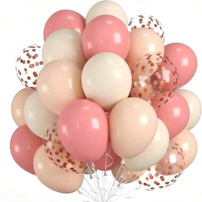 Juego de globos de látex (48 piezas/24 piezas por set) en tamaños de 10 pulgadas/12 pulgadas, disponibles en rosa, dorado, blanco, rosa confeti y dorado confeti. Ideal para arcos de globos del Día de San Valentín, cumpleaños, aniversarios, decoraciones de compromiso, Año Nuevo, propuestas de matrimonio, guirnaldas de globos, decoraciones de boda, despedidas de soltero